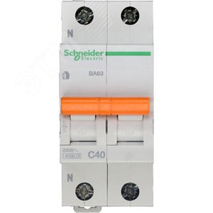 Выключатель автоматический двухполюсный (1п+N) ВА63 40А C 4,5кА | 11217 | Schneider Electric 4