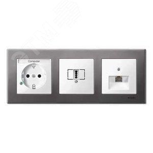 Рамка 3 поста металлическая серый родий (MTN403314) 8