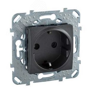 Unica TOP Графит Розетка с/з с защитными шторками, винт. зажим | MGU5.037.12ZD | Schneider Electric - фото 4