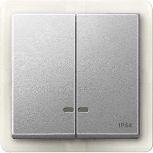 Клавиша 2шт с окошком для светоиндикатора IP44 алюминий (MTN3424-0460) 5