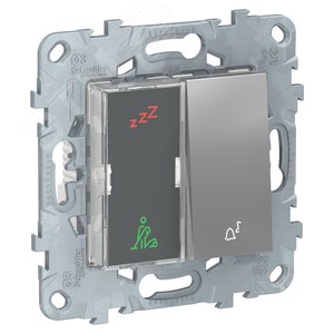 Дисплей гостиничного номера и кнопочный звонок UNICA NEW алюминий (NU577730) - Schneider Electric
