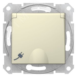 SEDNA РОЗЕТКА IP44 16А  с з/к, с крышкой, cо шторками, быстрозажимные клеммы, БЕЖЕВАЯ (SDN3100547) - Schneider Electric