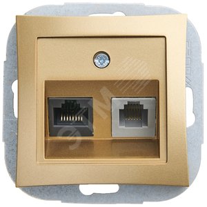 ДУЭТ Розетка телефонная+компьютерная RJ11+RJ45 шампань в рамку - Schneider Electric
