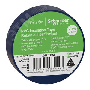ИЗОЛЕНТА ПВХ 19мм Х 20м СИНЯЯ | 2420102 | Schneider Electric - фото 2