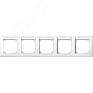 Рамка 5 постов с полем для надписи M-SMART горизонтальная белый (MTN471519) 3