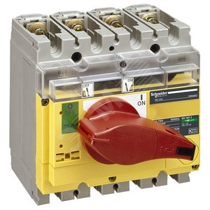 Выключатель-разъединитель INV100 3п красная рукоятка/желтая панель - Schneider Electric