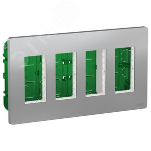 UNICA SYSTEM+ БЛОК скрытой установки 4х2 алюминий | NU174430 | Schneider Electric - фото 2