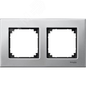 Рамка 2 поста металл платиновое серебро (MTN403260) 2