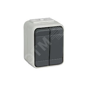 AQUA-TOP Выключатель двухклавишный серый IP44 - Schneider Electric