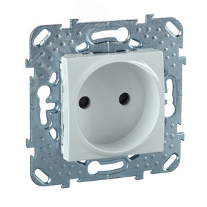 UNICA Розетка без заземления со шторками в рамку белая (MGU5.033.18ZD) - Schneider Electric