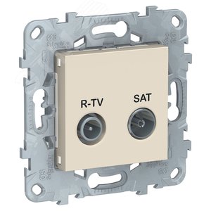 Розетка UNICA NEW R-TV/SAT проходная бежевый (NU545644) - Schneider Electric