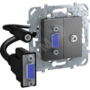 Unica TOP Графит Розетка HD15+Minijack | MGU5.932.12ZD | Schneider Electric - Schneider Electric