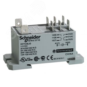 РЕЛЕ 2 ПЕРЕКИДНЫХ КОНТ 12В ПОСТ ТОКА | RPF2BJD | Schneider Electric - фото 2