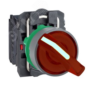 ПЕР-ЛЬ 22ММ 2 ПОЗИЦИИ, 230В КРАС. С ПОДСВЕТКОЙ, ЗАПОДЛИЦО, 1НО, 1НЗ, ПЛАСТИК C0 2
