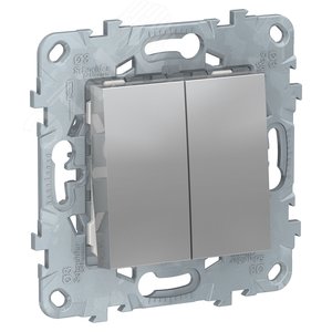 Unica New Алюминий Выключатель 2-клавишный, сх. 5 | NU521130 | Schneider Electric 2