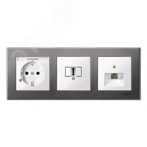 Рамка 3 поста металлическая серый родий (MTN403314) 4