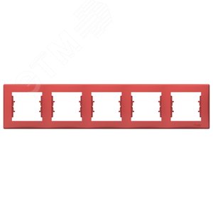 Sedna Рамка 5 постов горизонтальная красный 2