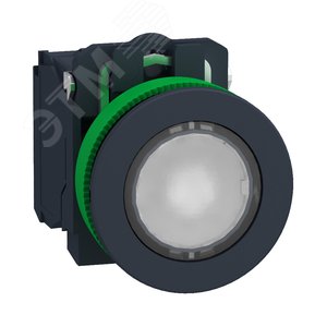 Кнопка 22мм, 24В, белая, с подсветкой, заподлицо, пластик 2