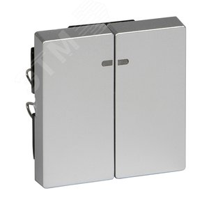 Клавиша 2шт с окошком для светоиндикатора алюминий (MTN3420-0460) 3