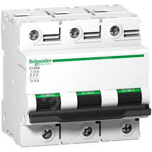 Выключатель автоматический трехполюсный C120N 63А D 10кА | A9N18386 | Schneider Electric