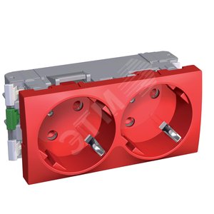 Розетка двойная 45 2Р+Е со шторками красн. - Schneider Electric