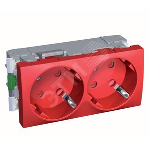 Розетка двойная 45 2P+E со шторками с блокировкой красная - Schneider Electric