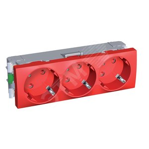 Розетка тройная 45 2P+E со шторками красная - Schneider Electric