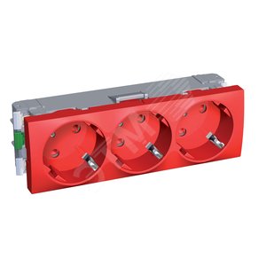 Розетка тройная 45 2P+E со шторками красная - Schneider Electric