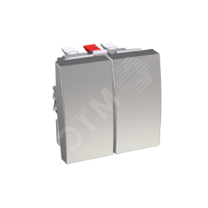 Выключатель без фиксации двойной 10A металлик - Schneider Electric