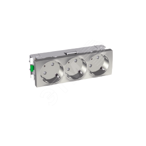 Розетка силовая тройная 45 2P+E со шторками металлик - Schneider Electric