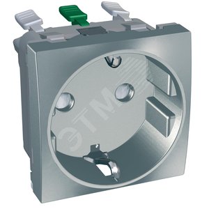 Розетка с заземлением 2Р+Е со шторками металлик - Schneider Electric