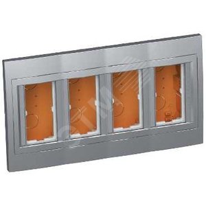 Коробка скрытого монтажа 4x2 вертикальная рамка металл (ALB46468N) - Schneider Electric