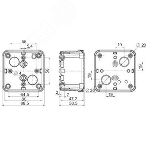 ПЛАСТ.КОРОБКА ABS 89x89x54 | NSYTBS885 | Schneider Electric - фото 3