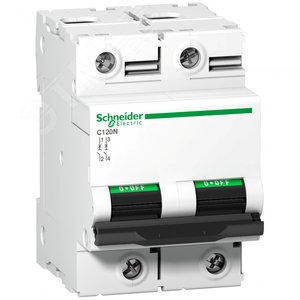 Выключатель автоматический двухполюсный C120N 63А B 10кА | A9N18344 | Schneider Electric 3