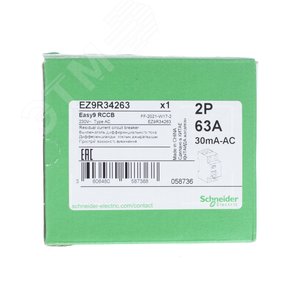 Выключатель дифференциальный (УЗО) EASY 9 2п 63А 30мА тип AC | EZ9R34263 | Schneider Electric - фото 2