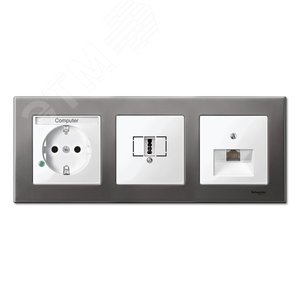 Рамка 3 поста металлическая серый родий (MTN403314) 2