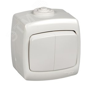 РОНДО Выключатель двухклавишный наружный белый IP44 (VA510-228B-BI)