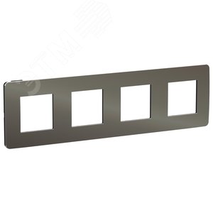 Рамка UNICA STUDIO четырехпостовая никель/антрацит (NU280853)