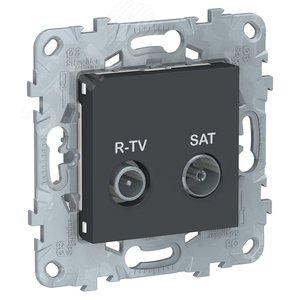Розетка UNICA NEW R-TV/SAT проходная антрацит (NU545654) - Schneider Electric