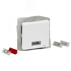 Клавиша с окошком для светоиндикатора с полем для надписи белый 3