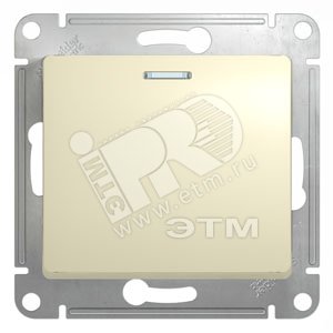 Glossa Бежевый Кнопка нажимная с подсветкой, сх.1а, 10АХ | GSL000217 | Schneider Electric