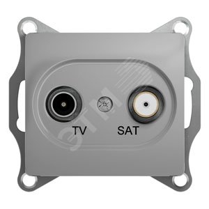 Glossa Алюминий TV-SAT Розетка проходная 4DB | GSL000398 | Schneider Electric - Schneider Electric