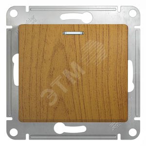 GLOSSA Кнопка нажимная с подсветкой дуб в рамку схема 1а