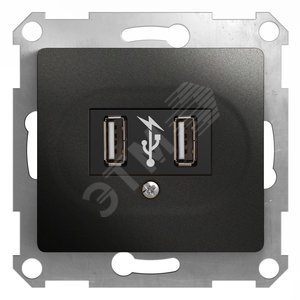 GLOSSA Розетка USB антрацит в рамку (GSL000732) - Schneider Electric