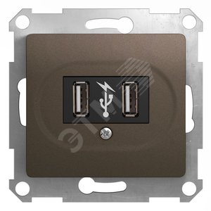 GLOSSA Розетка USB шоколад в рамку (GSL000832) - Schneider Electric