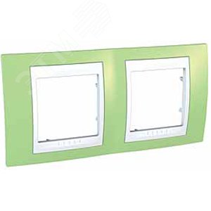 UNICA-Хамелеон Рамка 2 поста зеленое яблоко/белая (MGU6.004.863) - Schneider Electric