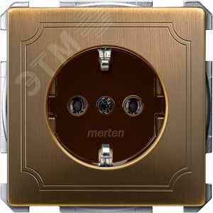 Механизм розетки Schuko с винтовыми зажимами античная латунь (MTN2401-4143) 5