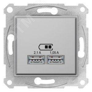 Механизм USB SEDNA зарядного устройства 2.1А (2x1.05А) алюминий (SDN2710260) - Schneider Electric