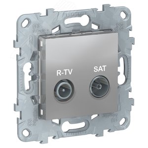 Розетка UNICA NEW R-TV/SAT проходная алюминий (NU545630) - Schneider Electric