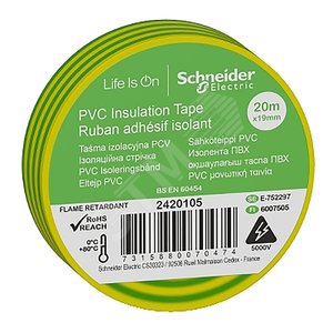 ИЗОЛЕНТА ПВХ 19мм Х 20м ЖЁЛТО-ЗЕЛЁНАЯ - Schneider Electric